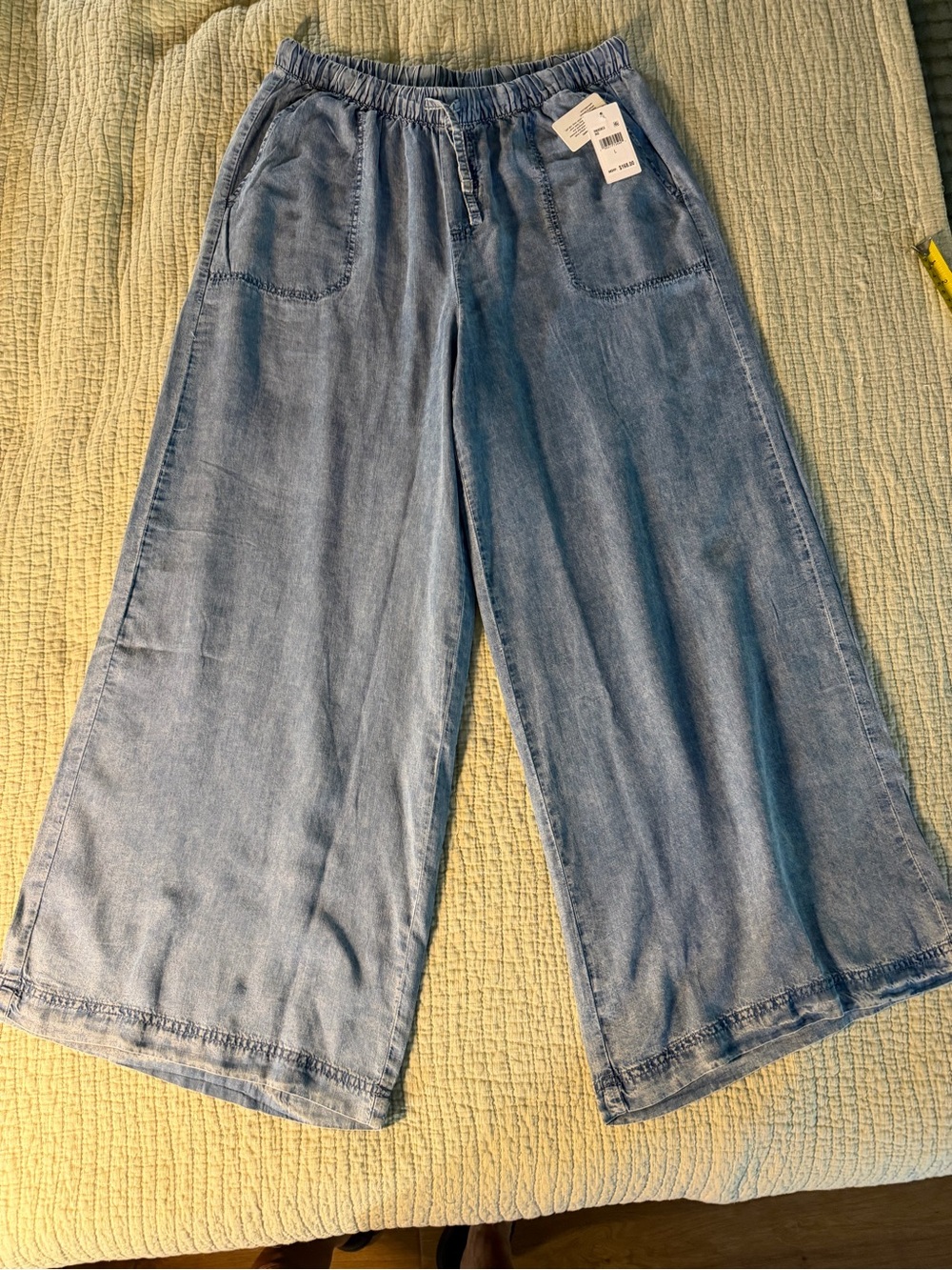 SPLENDID Angie Light Indigo Wide-Leg  Drawstring Pant with Tie  NWT’s  size Lg - Picture 15 of 16